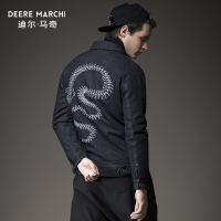 迪尔马奇冬装新款男士休闲棉衣 背部绣花牛仔厚外套潮M12648
