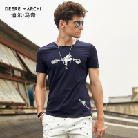 迪尔马奇夏季新款男士短袖T恤 撞色乐器印花上衣潮M01934