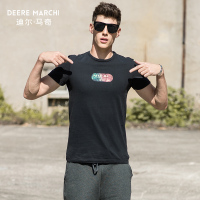 迪尔马奇夏装新款男士短袖T恤 简约多彩字母印花修身潮M01949