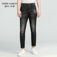 牛仔裤男弹力春夏季修身直筒青年男夏天休闲长裤子男M17665