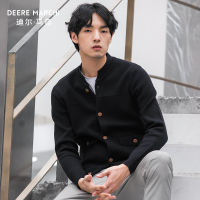 迪尔马奇纯色男士针织衫休闲帅气青年韩版潮流大开衫M11696