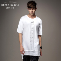 迪尔马奇夏季男士短袖长款T恤个性半袖上衣潮牌M01810