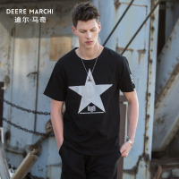 迪尔马奇夏装新款男士短袖T恤 潮人街头星星印花休闲衫M01963
