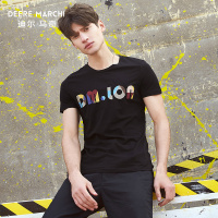 迪尔马奇夏季男士字母印花短袖T恤男装半袖上衣潮M01716