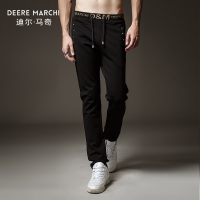 迪尔马奇春秋长裤金线刺绣字母腰头铆钉装饰男休闲裤M17016