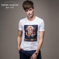 迪尔马奇夏季个性刺绣铆钉老虎头男圆领短袖T恤 M01772