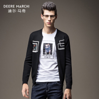 迪尔马奇春秋新款男士开衫毛衣外套 个性印花针织衫潮M11565