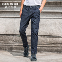 迪尔马奇夏季牛仔裤男宽松直筒男裤男士长裤弹力裤子M17669