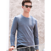 卡帝乐鳄鱼(CARTELO)T恤男2018年秋季新款中青年男士长袖纯色圆领休闲T恤衫BAB8180