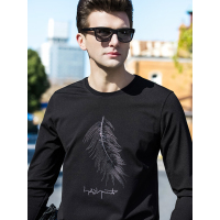 卡帝乐鳄鱼(CARTELO)卫衣男秋季新款中青年男士圆领黑色休闲时尚卫衣BAD38048