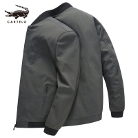 卡帝乐鳄鱼夹克男薄款外套中年宽松棒球领印花茄克衫BAC2011