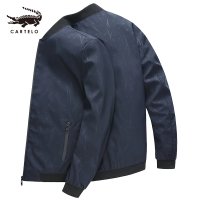 卡帝乐鳄鱼夹克男薄款外套中年棒球领宽松印花茄克衫BAC2030