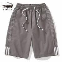 卡帝乐鳄鱼短裤男五分裤松紧运动裤中青年纯棉弹力男裤子BAI902T