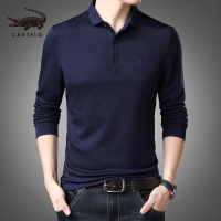 卡帝乐鳄鱼长袖T恤男翻领纯色Polo衫2019秋季新品体恤打底衫BBM8805T