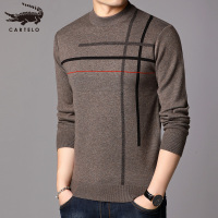 卡帝乐鳄鱼冬季新款男士圆领毛衣商务休闲中青年厚款针织打底衫