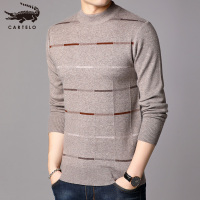 卡帝乐鳄鱼冬季新款男士圆领毛衣商务休闲中青年厚款针织打底衫