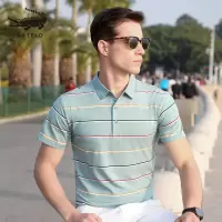 卡帝乐鳄鱼(CARTELO)男士短袖T恤2020夏新品商务纯色条纹棉质休闲Polo衫男