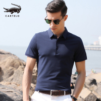 卡帝乐鳄鱼(CARTELO)短袖T恤男纯棉Polo衫中年宽松翻领休闲百搭T恤