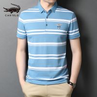 卡帝乐鳄鱼(CARTELO)短袖t恤男士中年男装翻领半袖polo衫夏装上衣