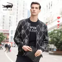 卡帝乐鳄鱼(CARTELO)外套男秋季上衣韩版潮流花纹春季新款男士休闲夹克
