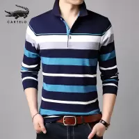 卡帝乐鳄鱼(CARTELO)男士长袖T恤翻领爸爸春秋上衣打底纯棉体恤polo衫男装