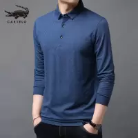 卡帝乐鳄鱼(CARTELO)长袖t恤男翻领休闲体恤时尚百搭男士长袖Polo衫