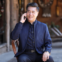 駱丹尼斯爸爸秋装外套宽松休闲中老年男士春秋季上衣立领夹克薄款40-50岁