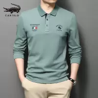 卡帝乐鳄鱼(CARTELO)长袖T恤男2020秋季新款纯棉男士纯色polo衫男