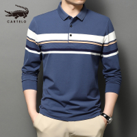 卡帝乐鳄鱼(CARTELO)POLO衫男长袖休闲简约上衣商务休闲薄款春秋翻领T恤