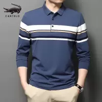 卡帝乐鳄鱼(CARTELO)POLO衫男长袖休闲简约上衣商务休闲薄款春秋翻领T恤