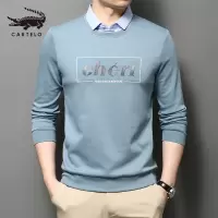 卡帝乐鳄鱼(CARTELO)中青年男士长袖t恤男衬衫领假两件套针织衫秋季男装上衣