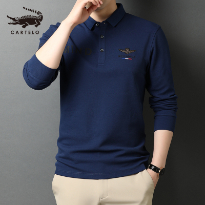 卡帝乐鳄鱼(CARTELO)长袖t恤男2020新款青年男士polo衫翻领韩版T恤