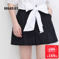 highday轩日17夏欧美时尚休闲阔腿短裤女基础款