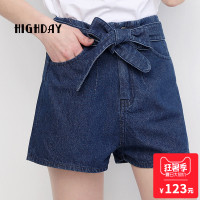 highday轩日17夏裤欧美气质微阔牛仔短裤女