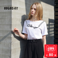 highday轩日上衣休闲时尚短袖套头圆领T恤女