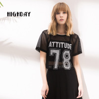 highday轩日字母印花休闲短袖T恤