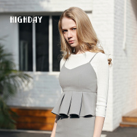 highday轩日经典圆领本白7分袖针织内搭衫