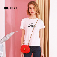 highday轩日基础款内搭上衣时尚好搭字母圆领短袖T恤女款