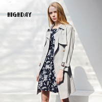 highday轩日春秋款气质简洁大方中长款外套经典时尚长袖风衣女