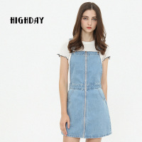 highday轩日春秋简约背带短款连衣裙女