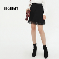 highday轩日秋季简约时尚chic女裙a字拼接短裙基础款半身裙