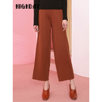 highday轩日春秋高腰针织阔腿裤时尚气质女式长裤简洁休闲裤