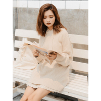 天淳尔秋冬新款连帽毛衣女装甜美可爱套头针织衫HZM189