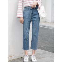 天淳尔女装青少女高腰直筒宽松显瘦9分牛仔裤LSD858