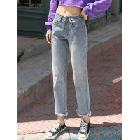 天淳尔潮流毛边高腰显瘦女装9分牛仔阔腿裤LSD880