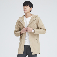 超音狼秋冬男装卡其色连帽风衣夹克外套MS-SJ6020