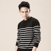 超音狼秋冬男士套头圆领黑色白色毛衣针织衫MS-SM5002