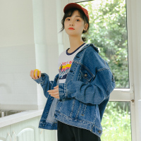 天淳尔早春新款 宽松短裤蝙蝠长袖牛仔上衣女KJMM-318