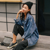 天淳尔早春新款 宽松长袖偏大时尚牛仔外套女KJMM-331