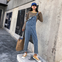 天淳尔早春新款 宽松时尚背带牛仔长裤KJMM-33008